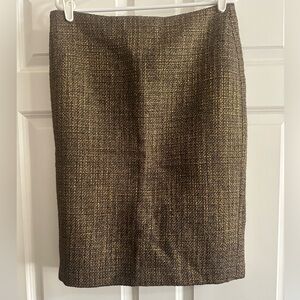Talbots Brown Tweed Pencil Skirt with Gold Fleck